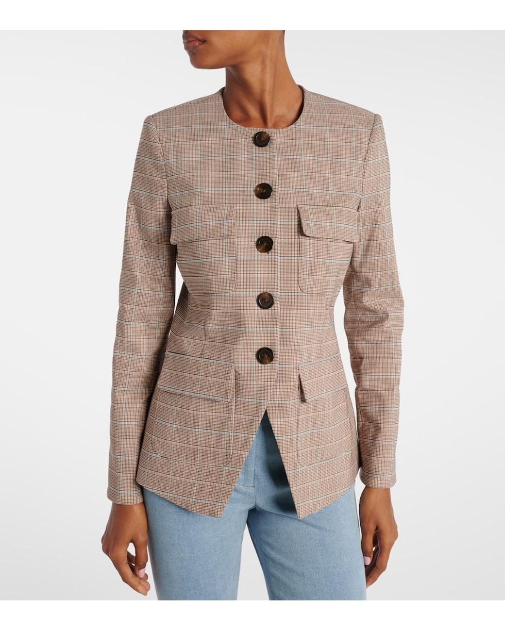 Veronica Beard Natural Orrin Plaid Blazer
