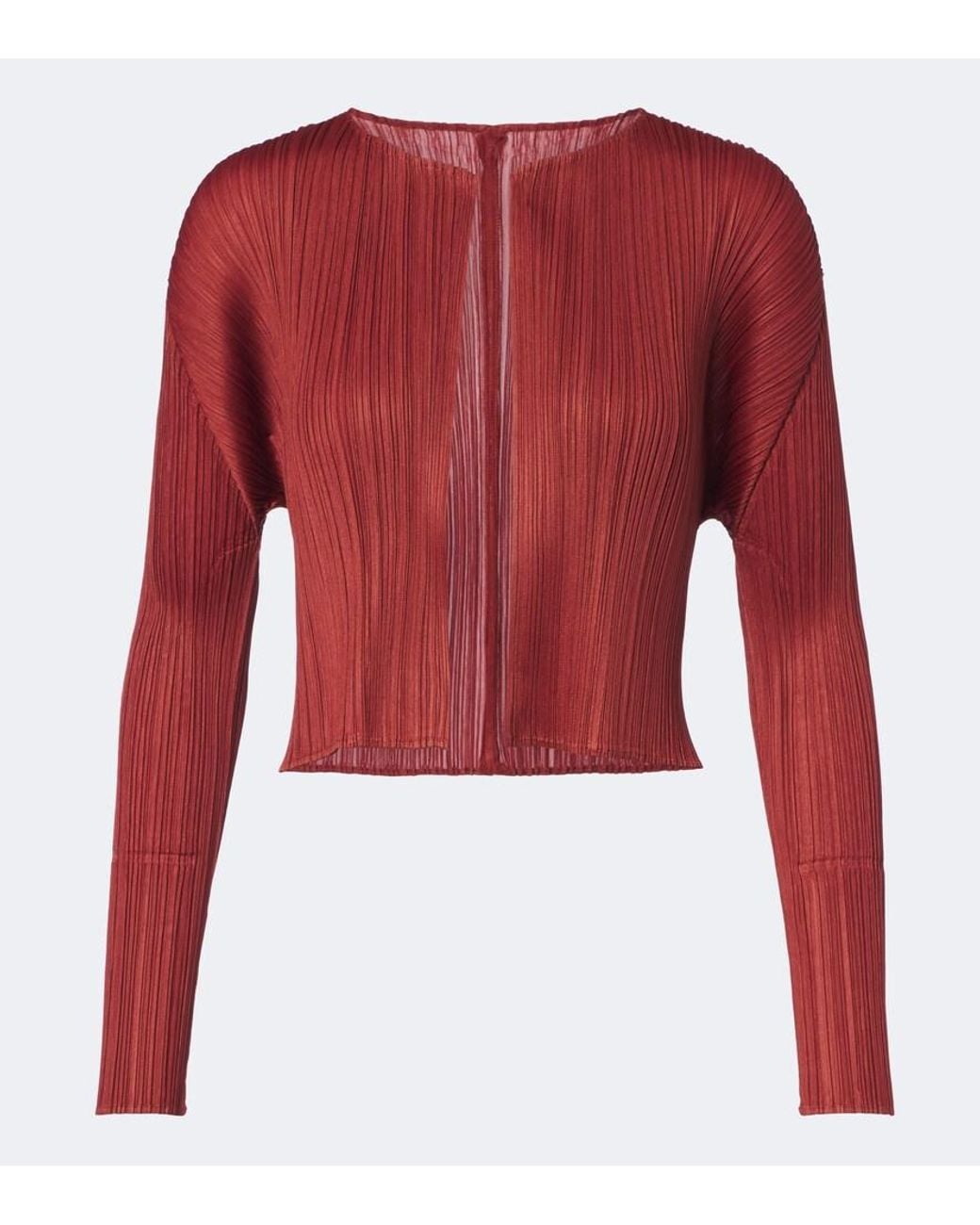 Pleats Please Issey Miyake Red Monthly Colors: September Pleated Cardigan