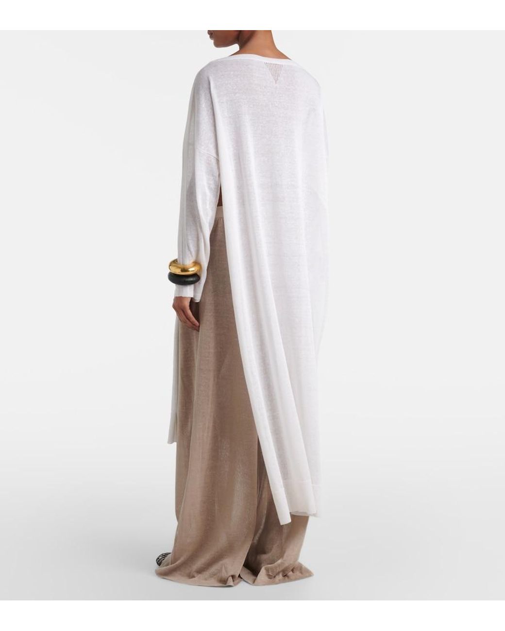 Alaïa Natural Linen And Silk Wide-Leg Pants