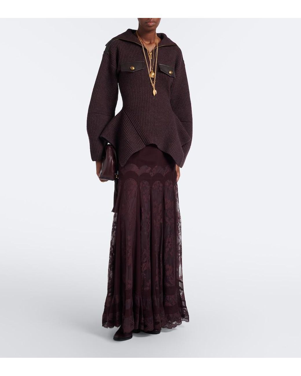 Zimmermann Brown Valiant Wool-Blend Half-Zip Sweater