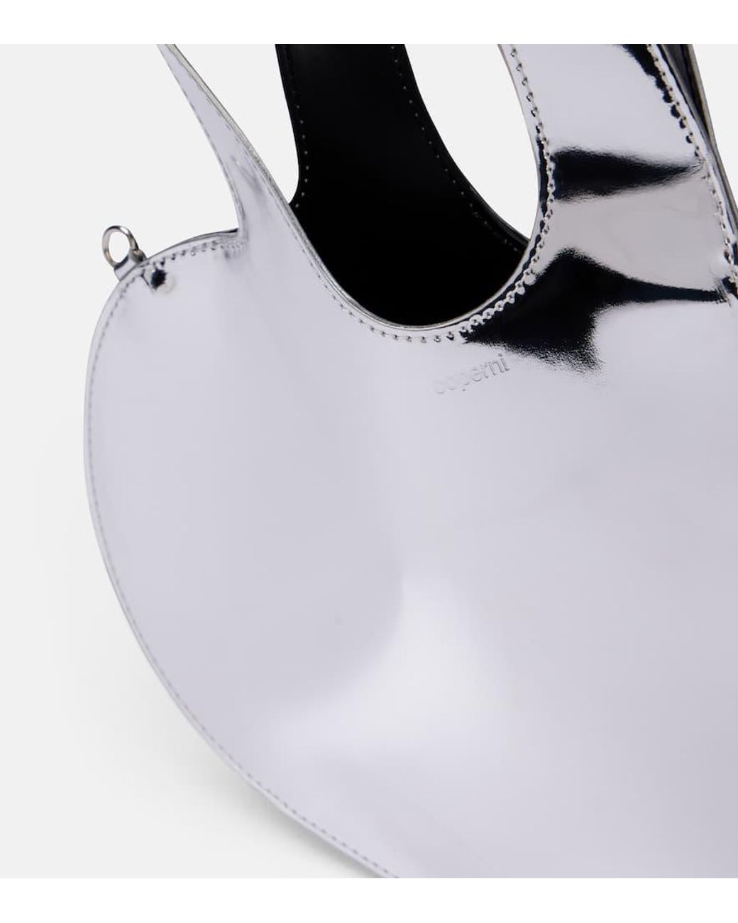 Coperni White Baby Heart Mirrored Leather Crossbody Bag