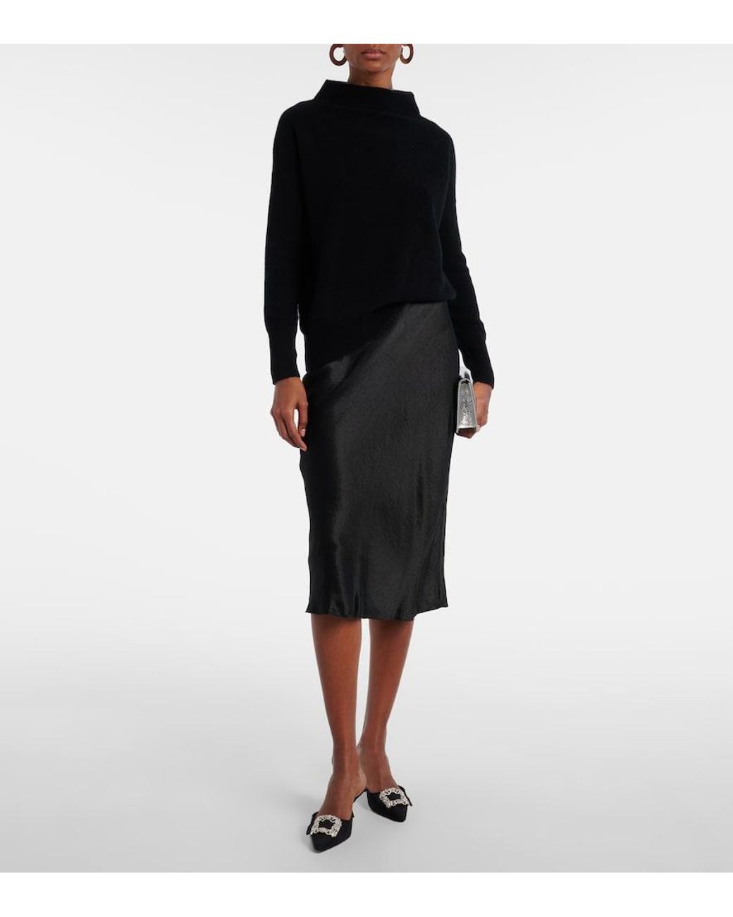 Vince Black Midirock aus Satin