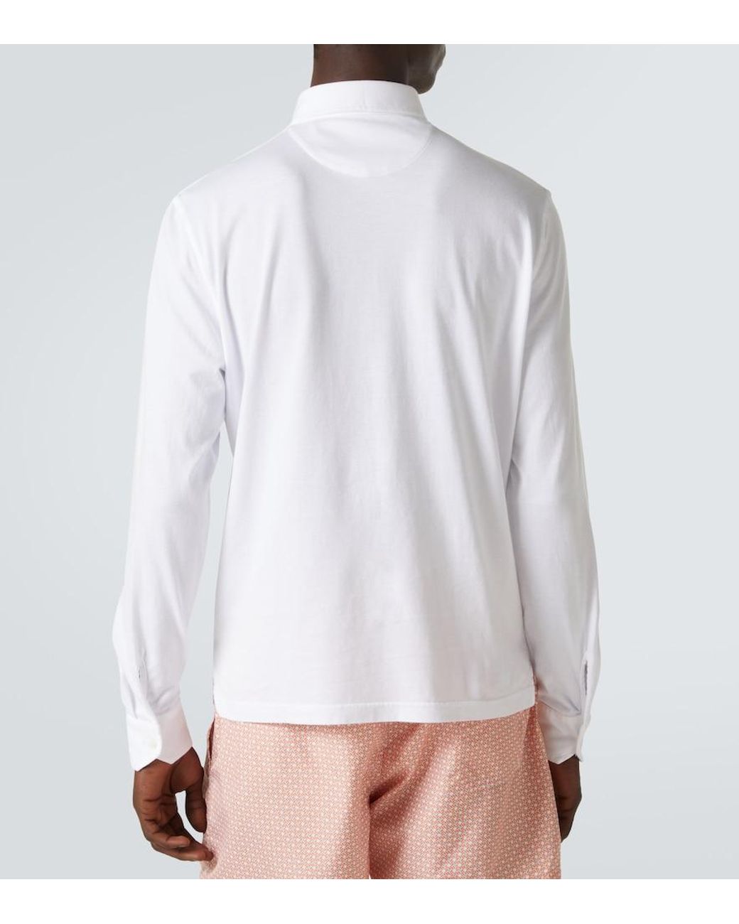 Fedeli White Zero Cotton Jersey Polo Shirt for men