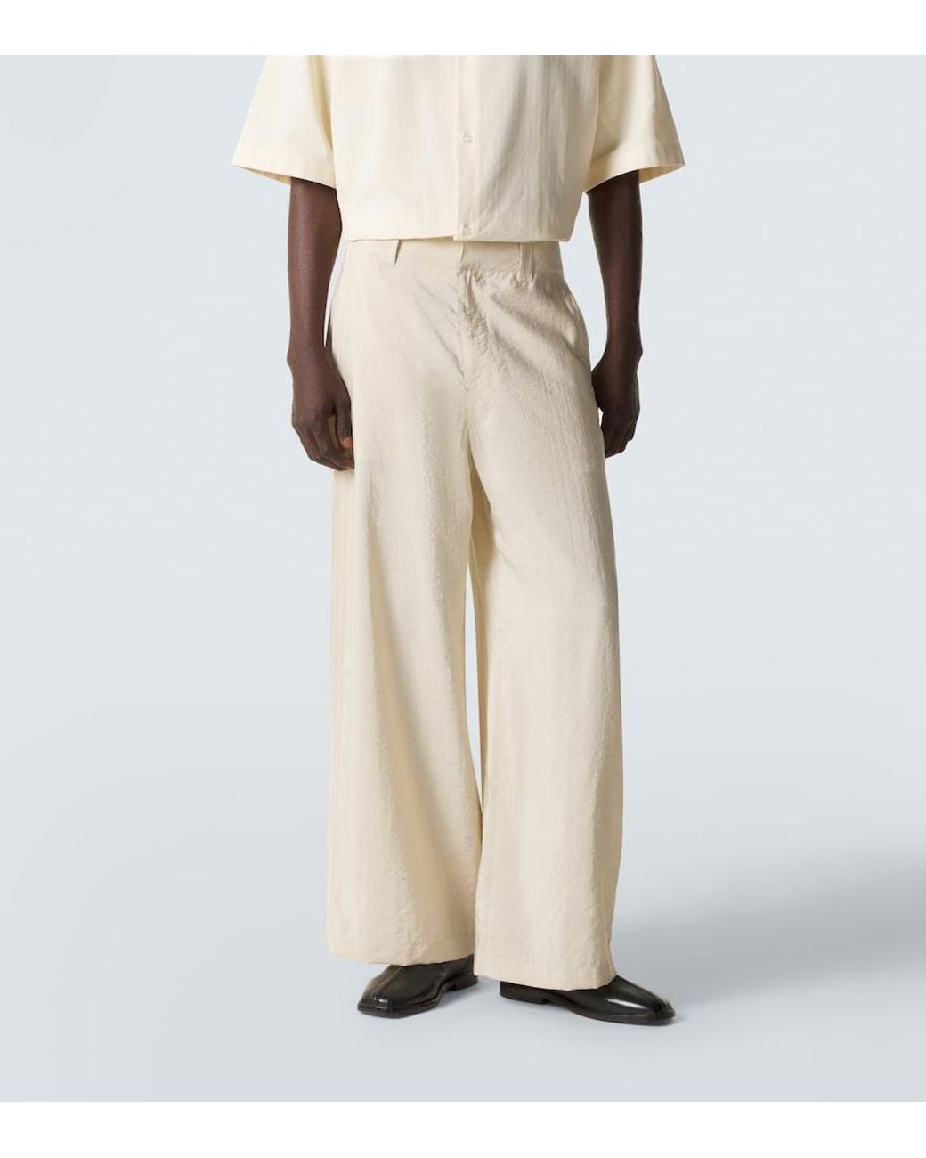 Lemaire Natural Silk-Blend Wide-Leg Pants for men