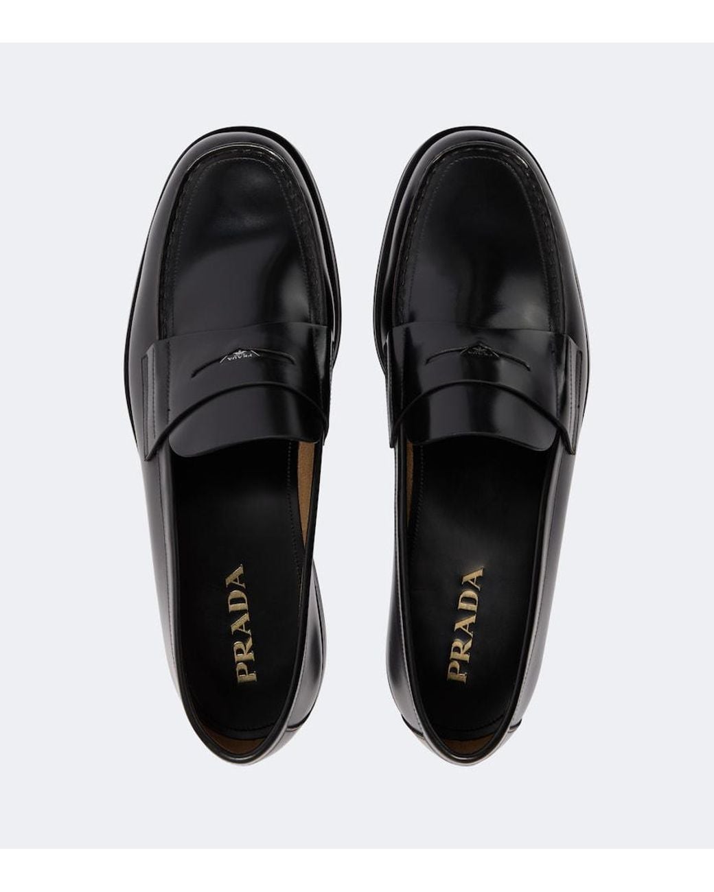 Prada Black Leather Penny Loafers for men