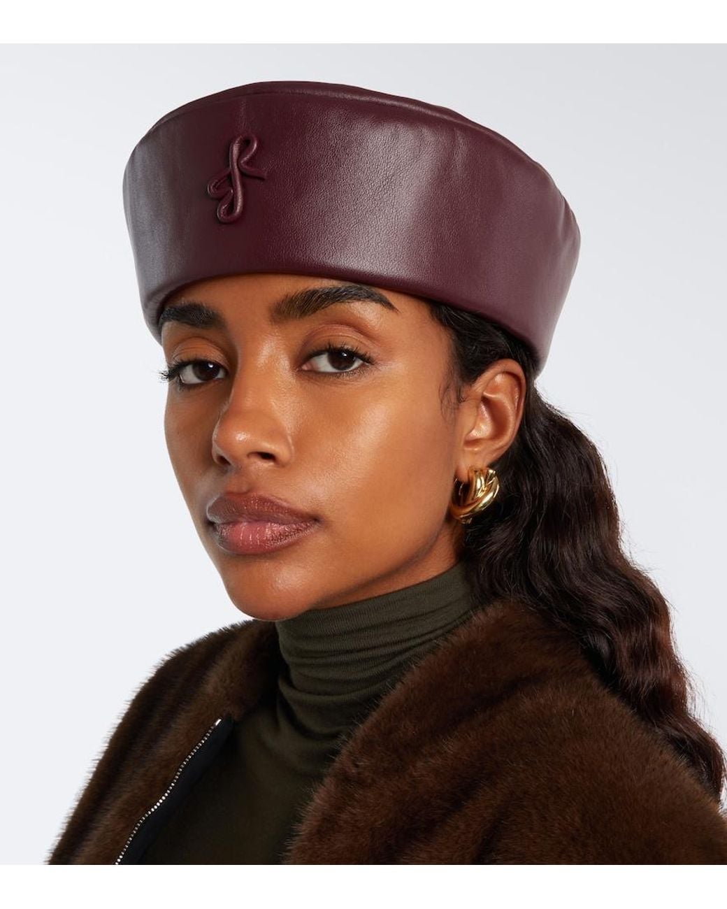 Ruslan Baginskiy Purple Logo Leather Hat