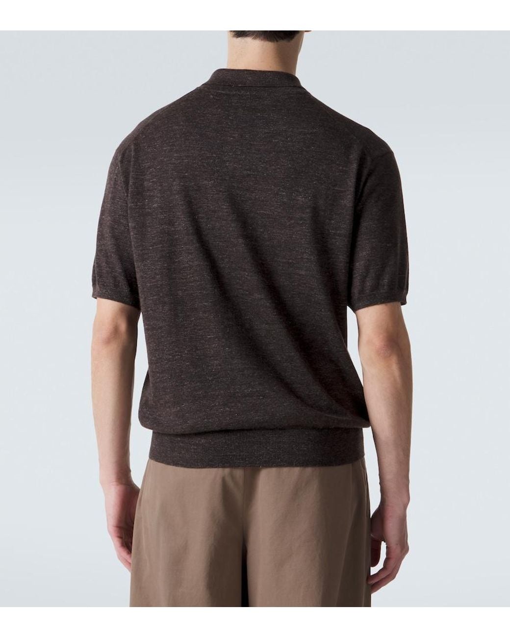 The Row Black Borges Cashmere, Silk, And Linen Polo Shirt for men