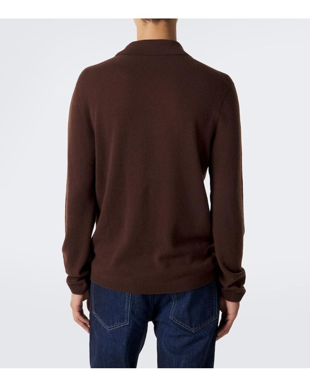 The Row Brown Ripley Cashmere Polo Sweater for men