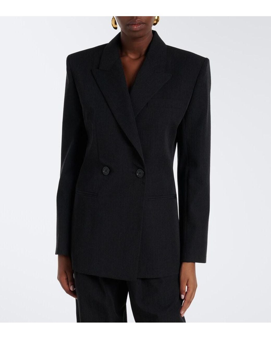 Isabel Marant Black Ranya Double-Breasted Virgin Wool Blazer