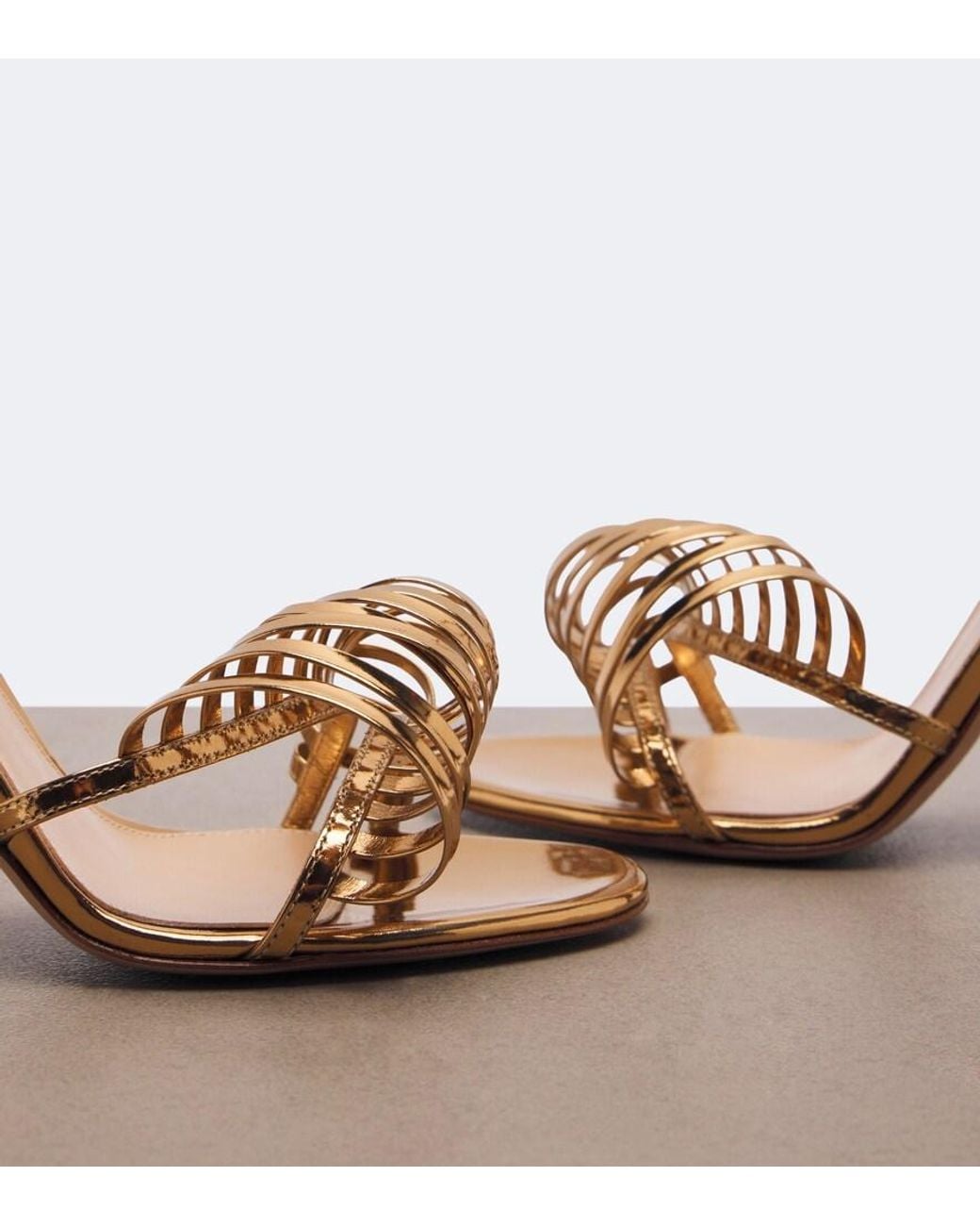 Gianvito Rossi Metallic Mirrored Leather Sandals