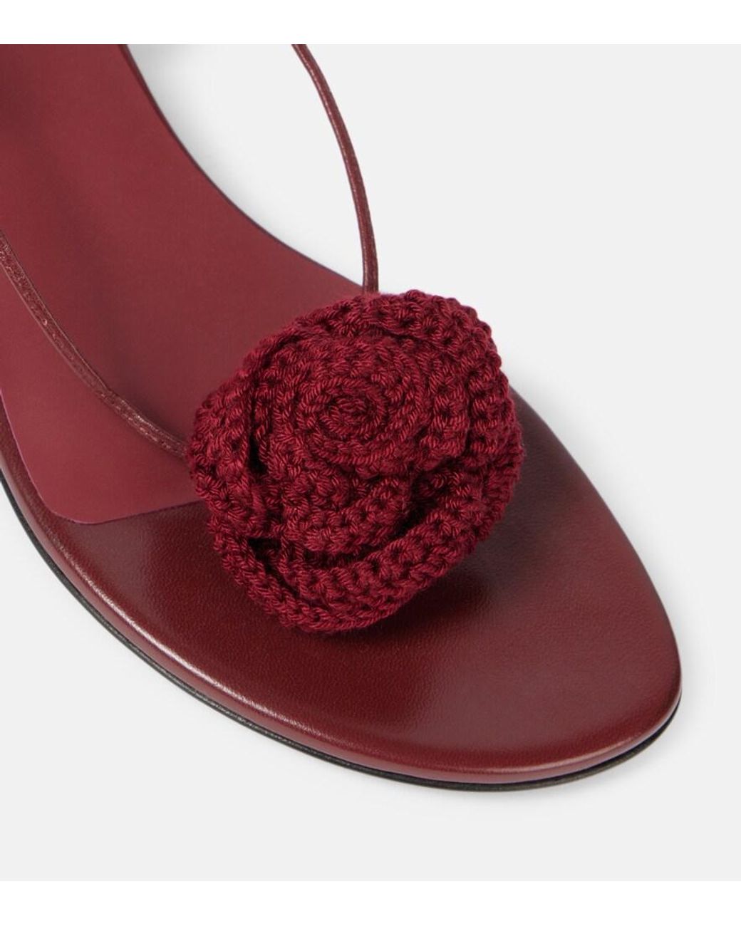 Magda Butrym Red Floral-Applique Leather Sandals