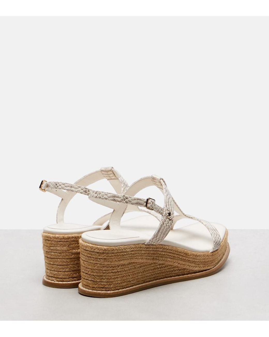 Jimmy Choo White Theia 100 Leather Espadrille Wedges