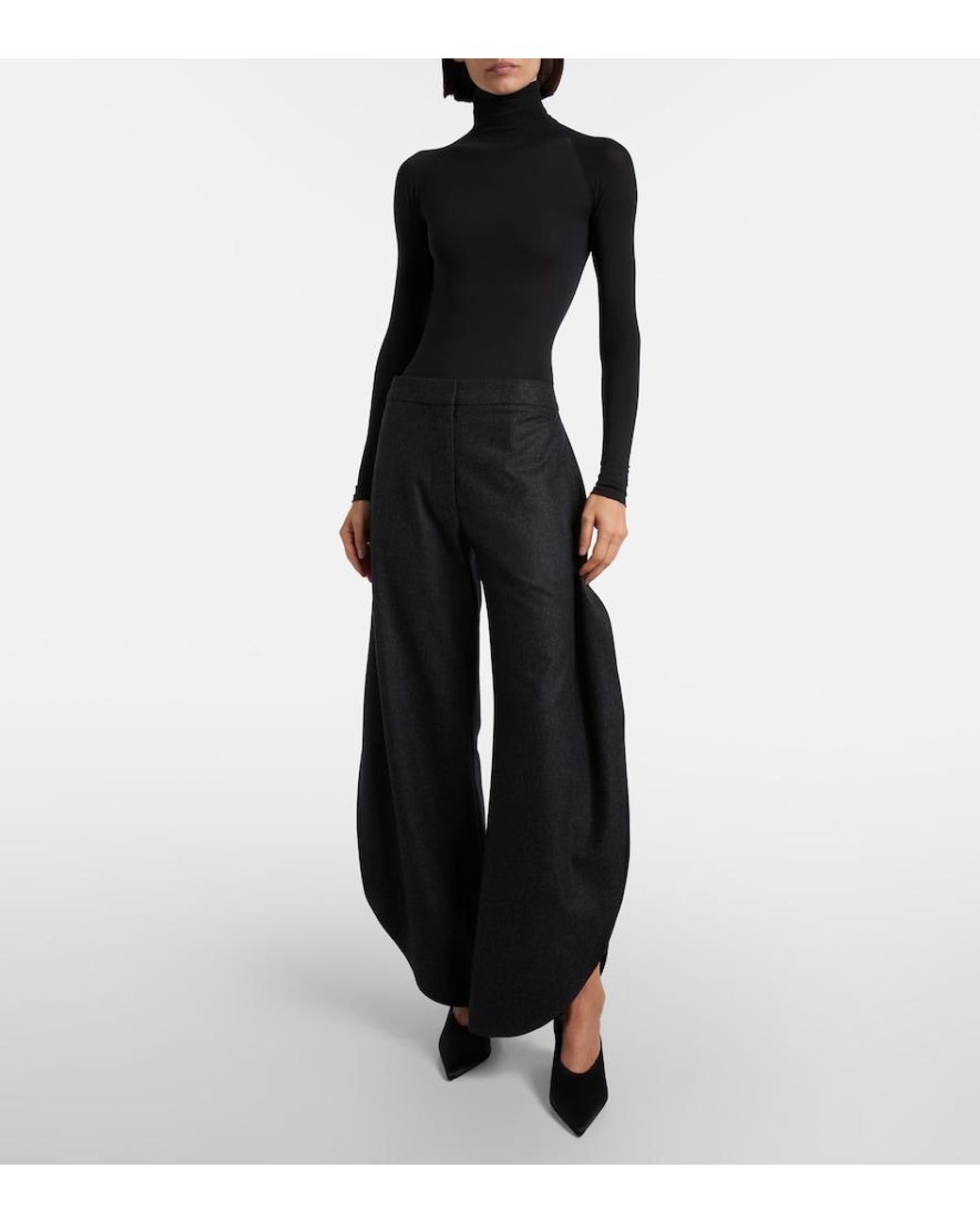 Alaïa Black Cube 75 Suede Wedge Mules