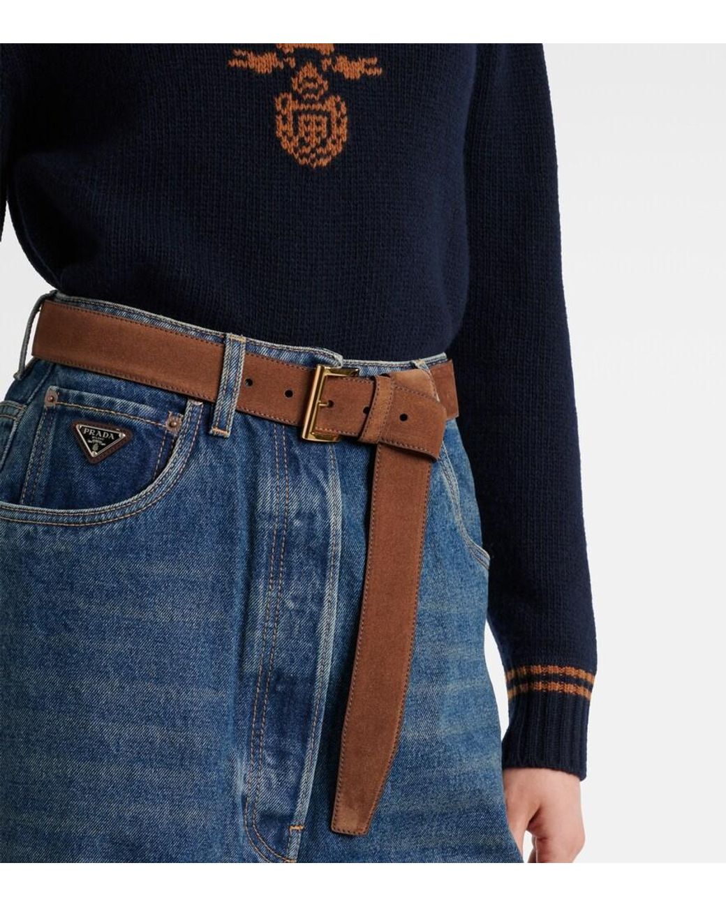 Prada Brown Suede Belt