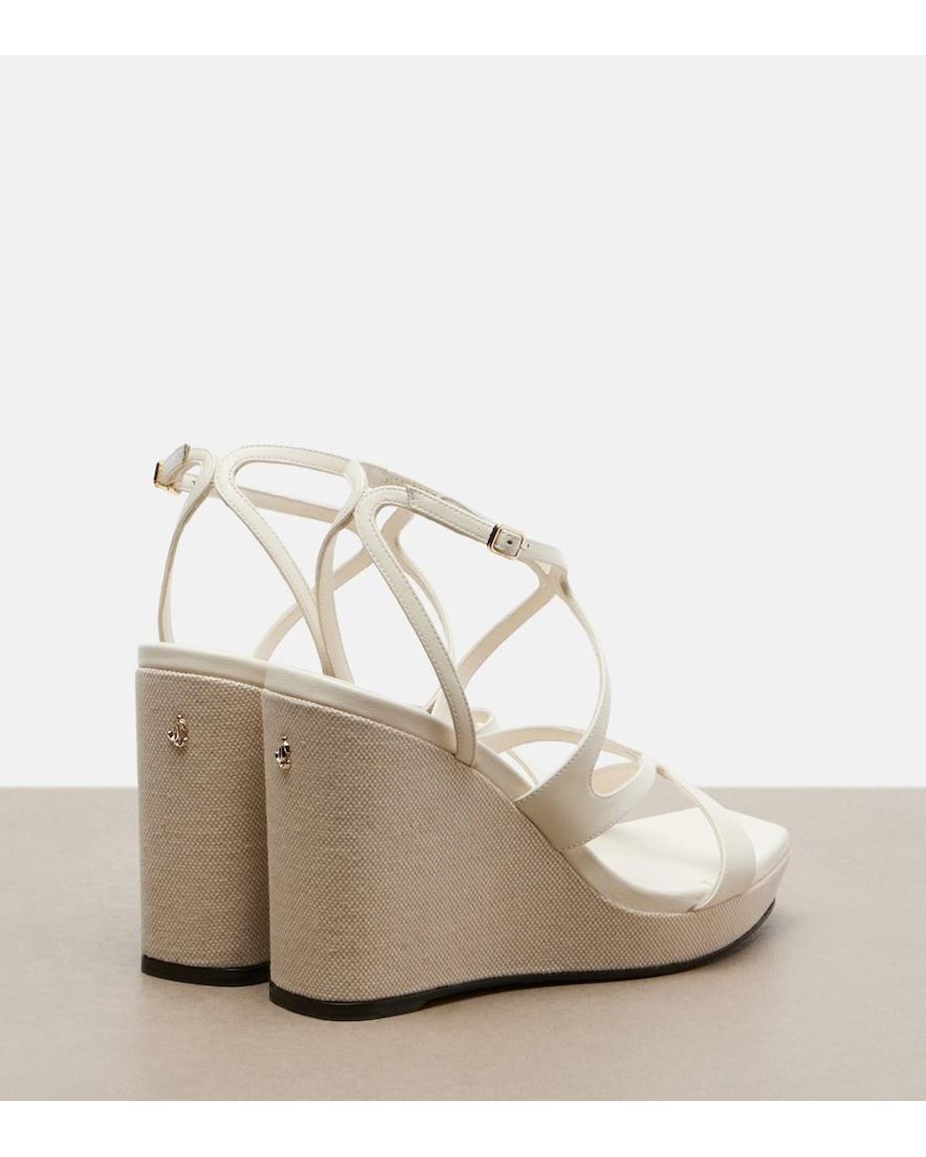 Jimmy Choo White Ayla Leather Wedge Sandals