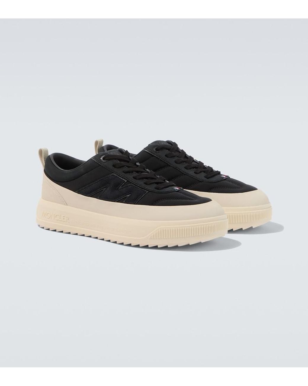 Moncler Black Altive Leather-Trimmed Sneakers for men