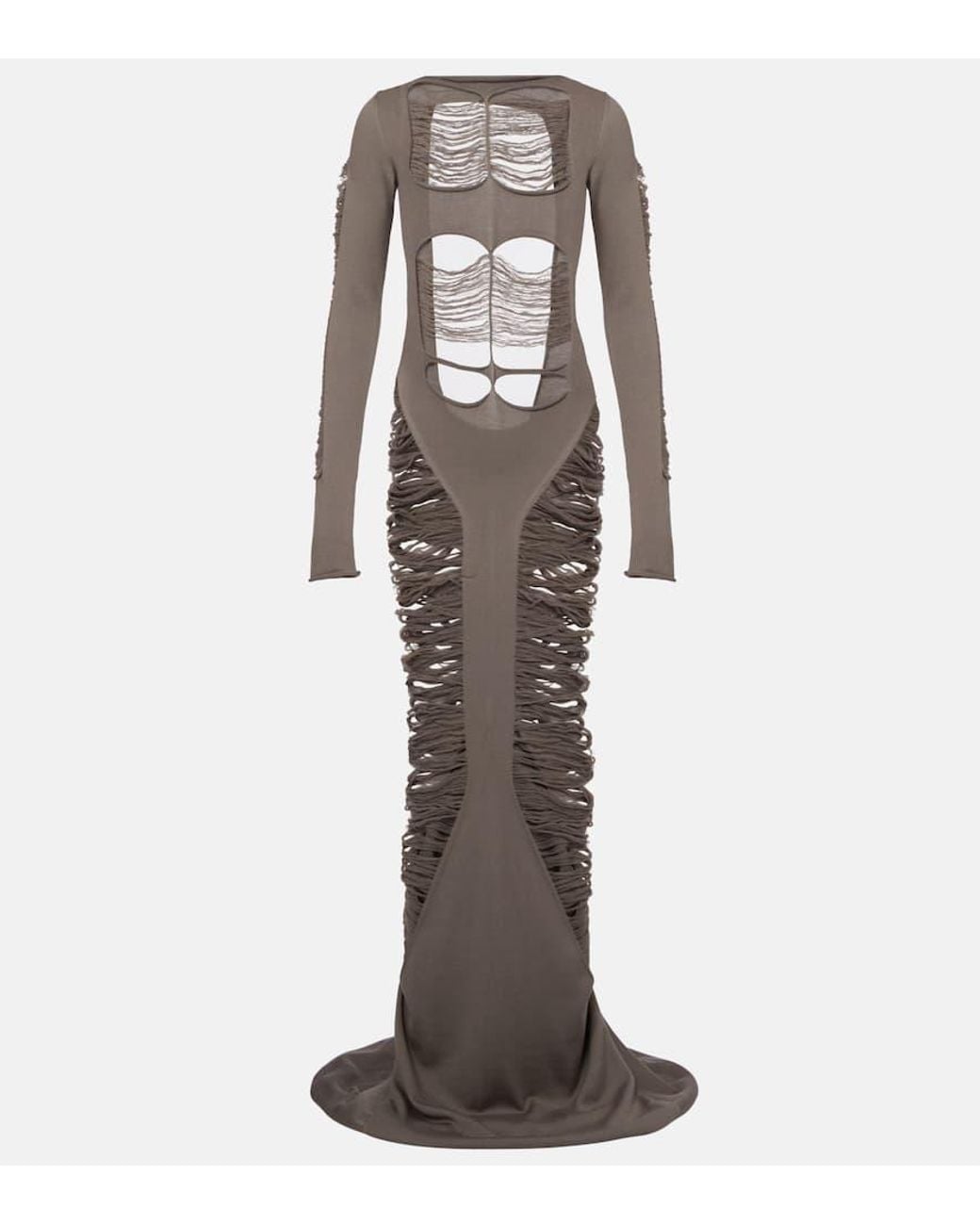 Rick Owens Distressed Wool Maxi Dress in Black | Lyst