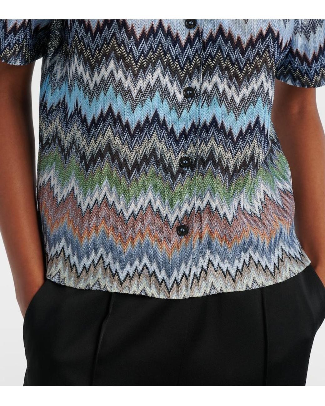 Missoni Blue Zigzag Intarsia Shirt