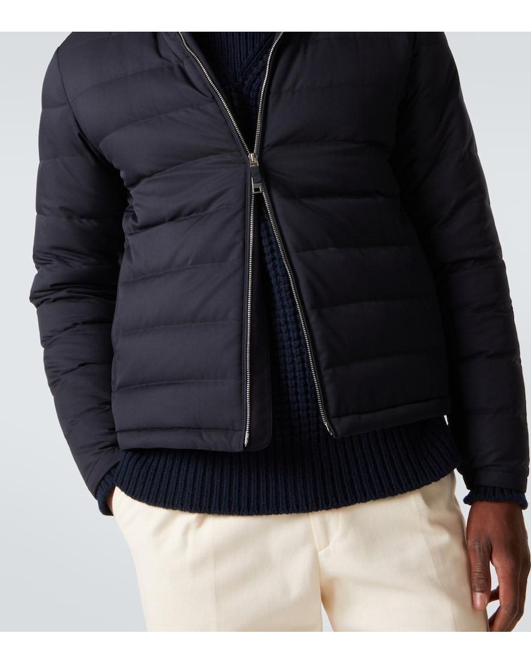 Zegna Blue Technical Twill Down Jacket for men