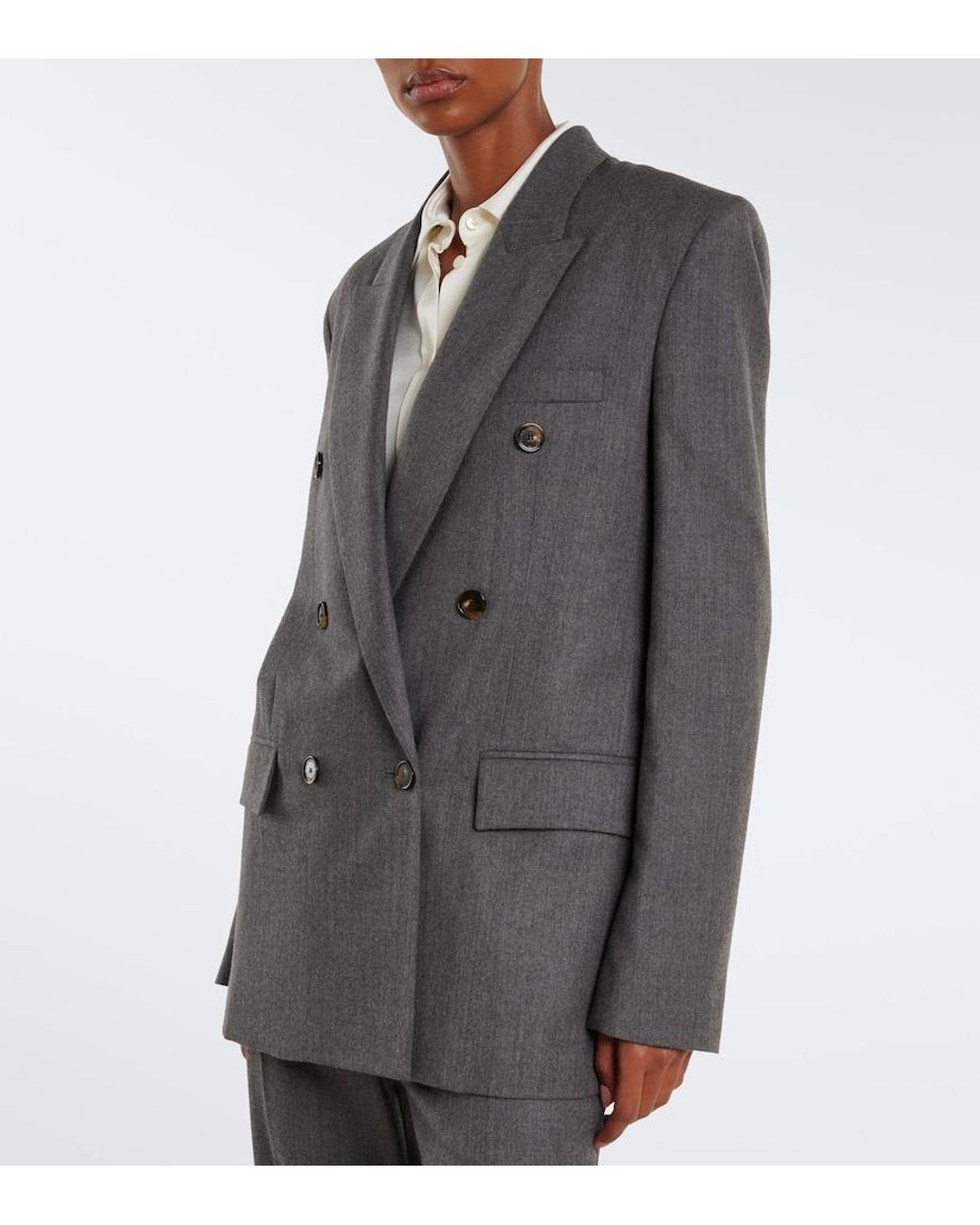 Stella McCartney Gray Double-Breasted Wool Blazer