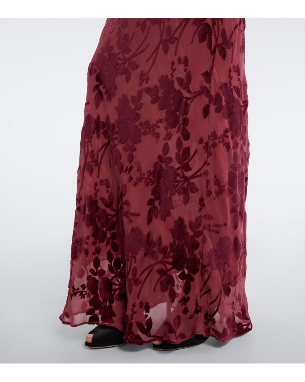 Rodarte Red Floral Devore Maxi Dress