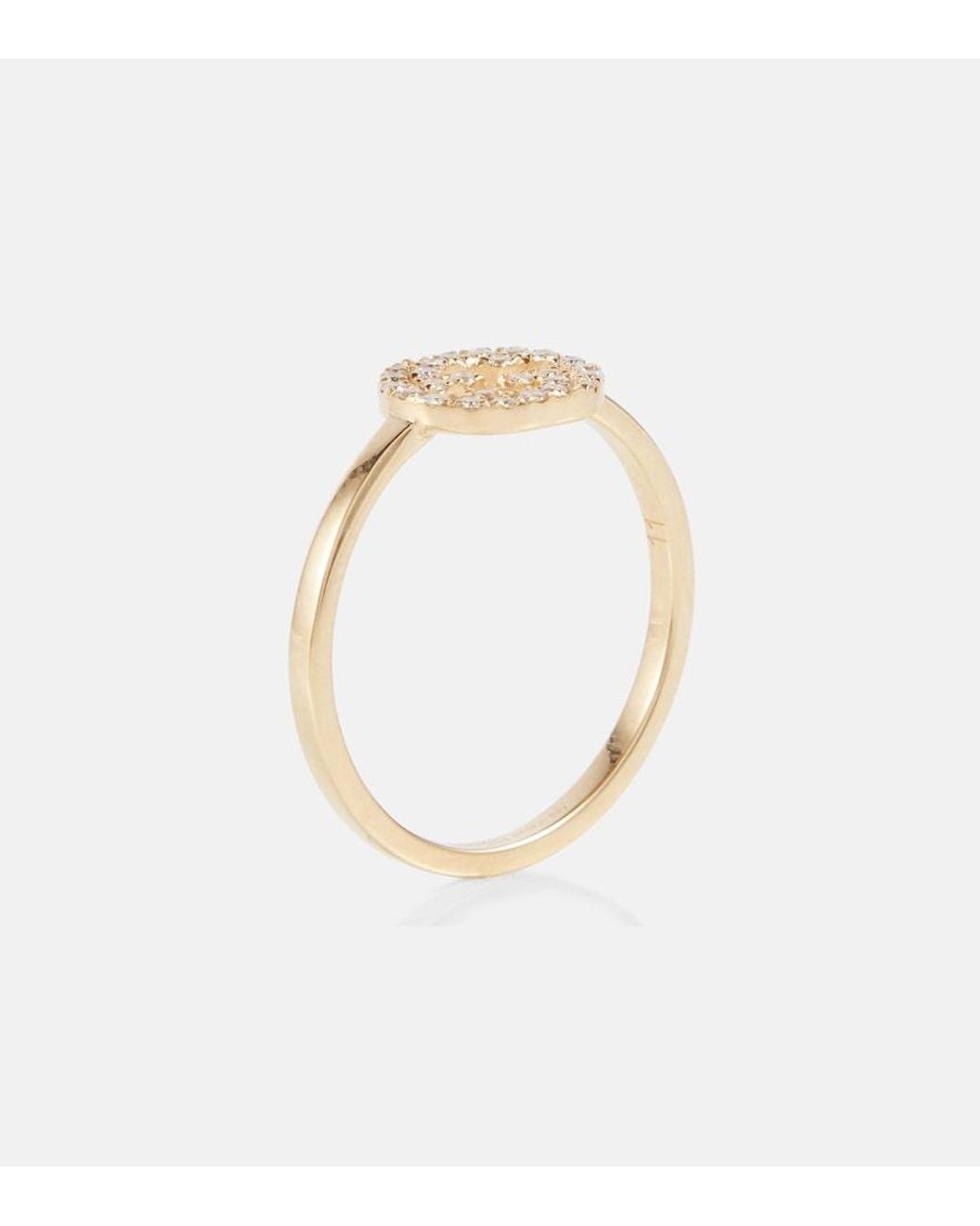 Gucci White Interlocking G 18Kt Ring With Diamonds