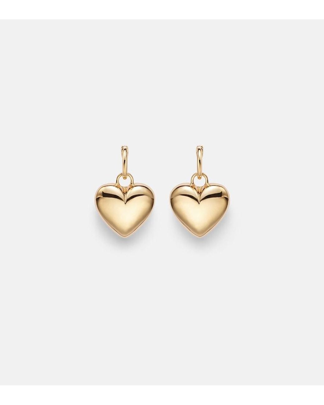 Roxanne First White Puffy Heart 14Kt Drop Earrings