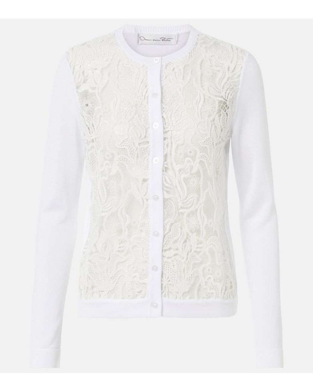Oscar de la Renta White Lace Cardigan