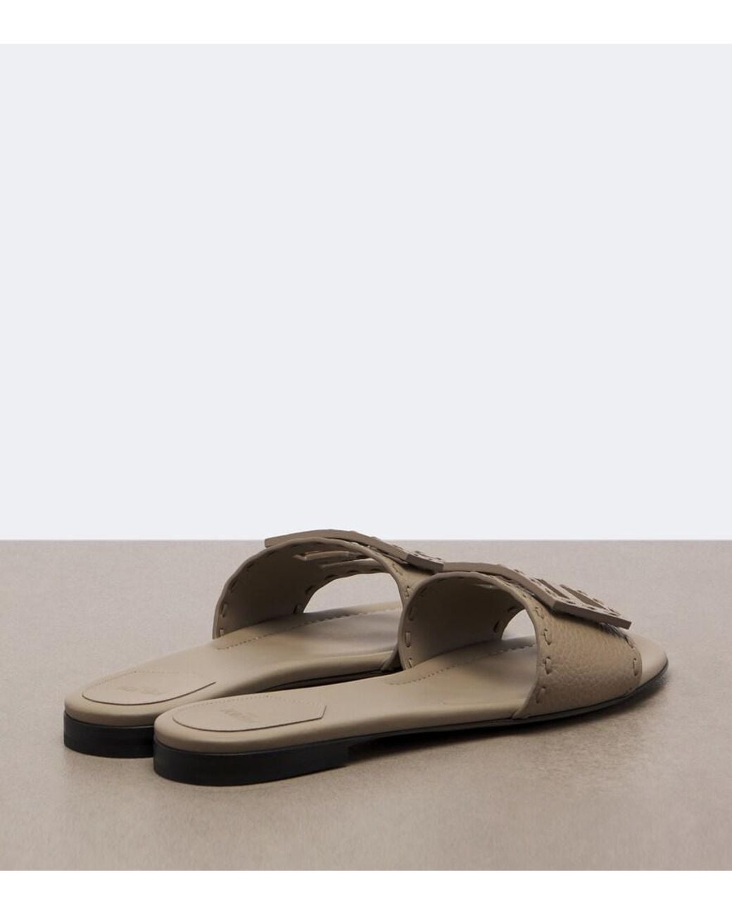 Fendi Brown Tube Ff Leather Slides