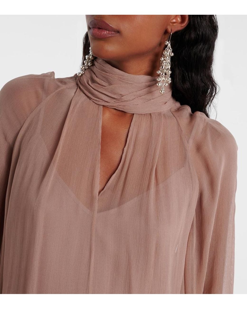Staud Brown Esther Chiffon Minidress