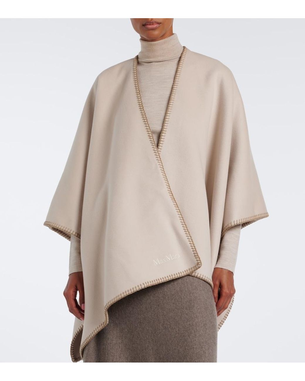 Max Mara Natural Virgin Wool Cape