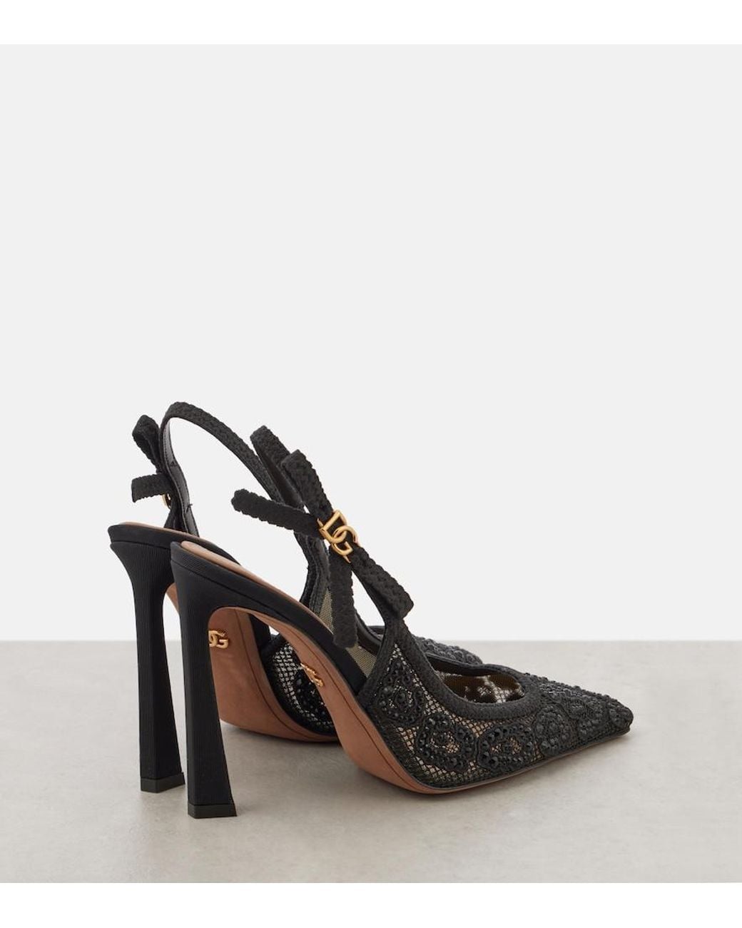 Dolce & Gabbana Black High Heel Shoes With Shimmering Crystals