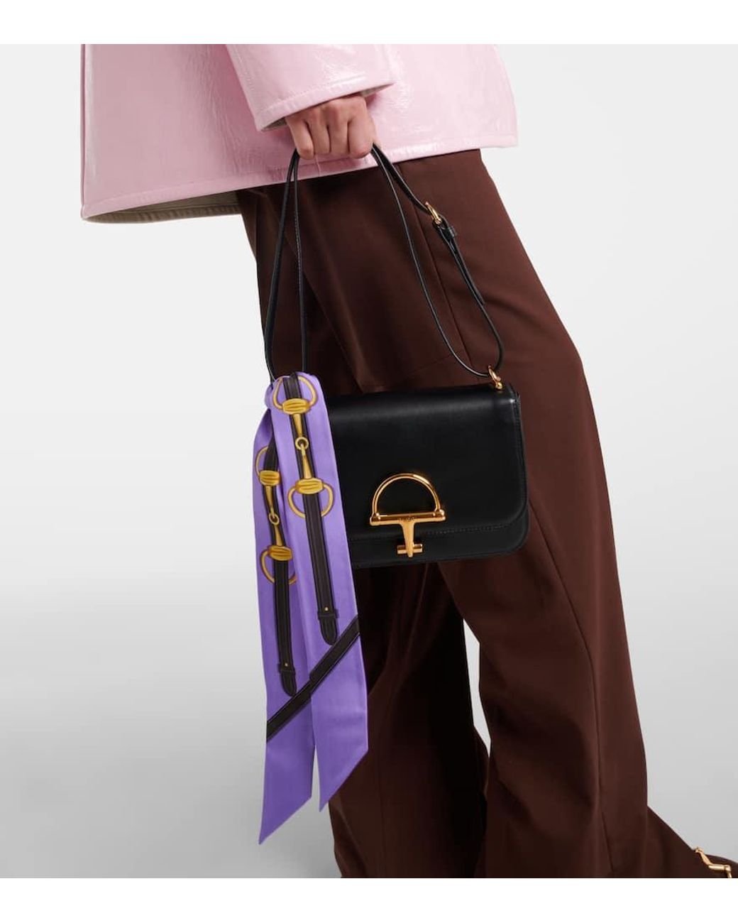 Gucci Purple Printed Silk Twill Ribbon