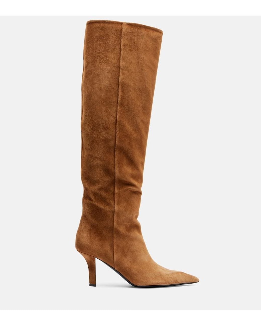 AMINA MUADDI Brown Christine 80 Suede Knee-High Boots