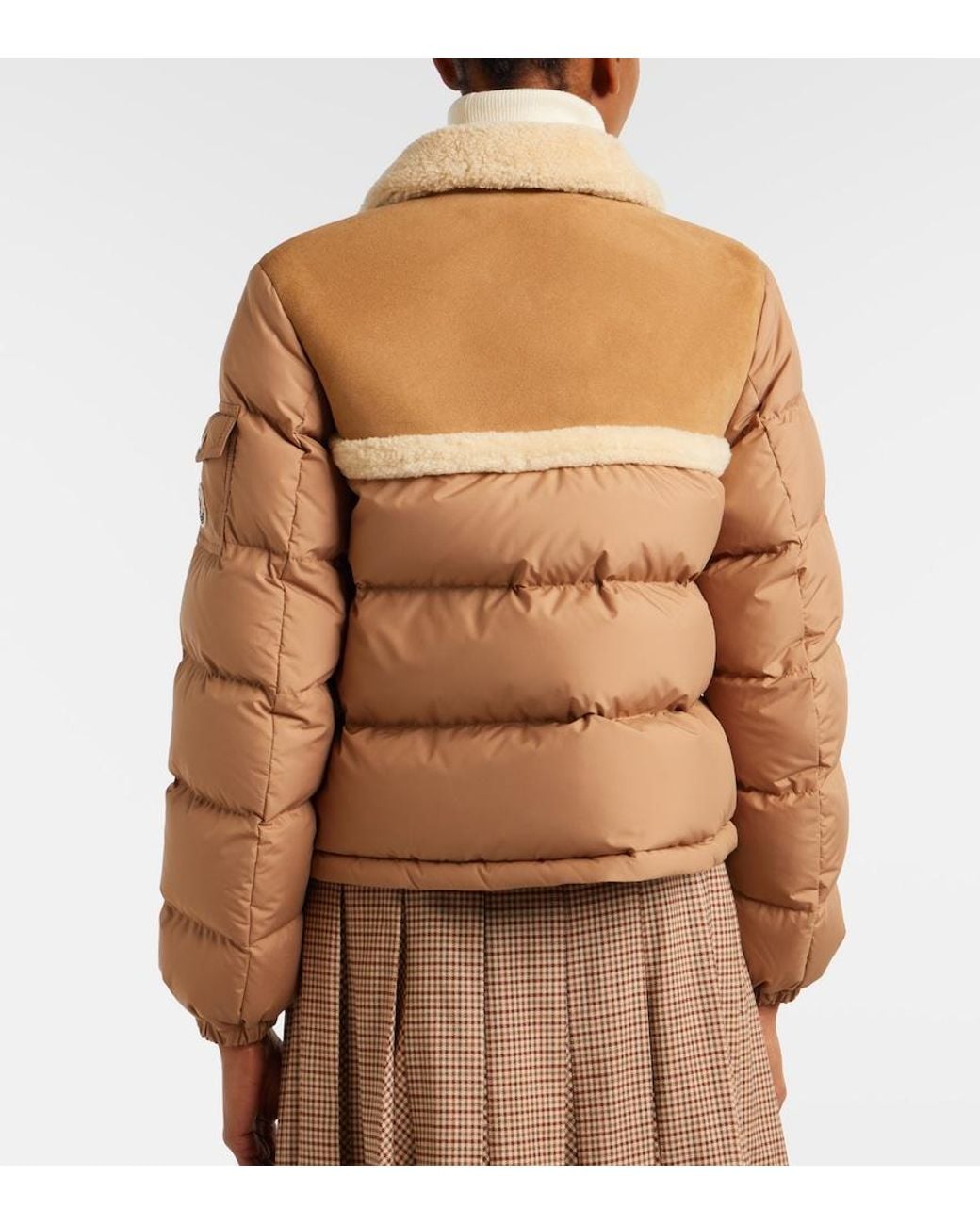 Moncler Brown Aurore Shearling-Trimmed Down Jacket