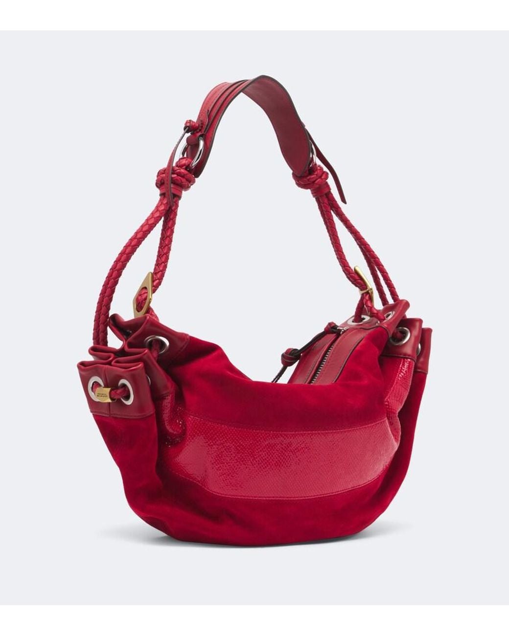 Isabel Marant Red Maia Medium Suede And Leather Shoulder Bag