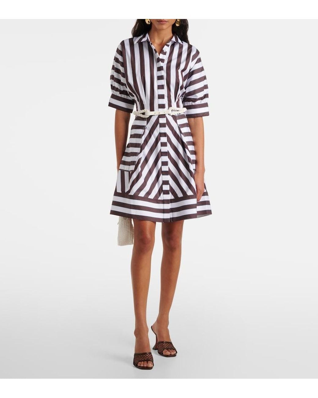 Rebecca Vallance White Pippa Striped Cotton Minidress