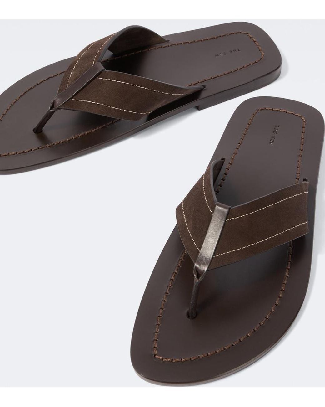 The Row Brown Dan Suede Thong Sandals for men