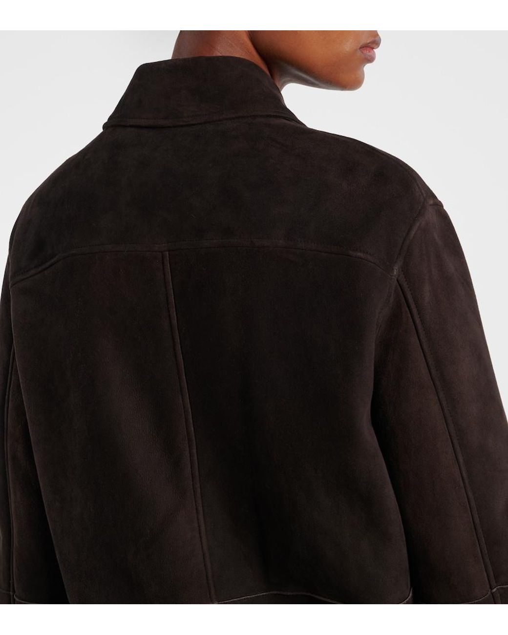 The Row Brown Gwena Suede Overshirt
