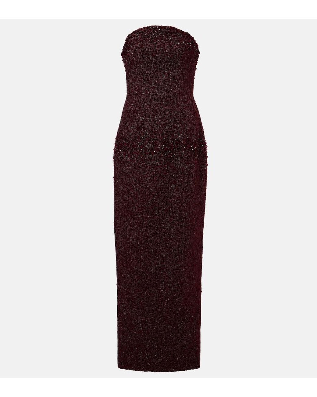 Clio Peppiatt Purple Tina Embellished Strapless Gown