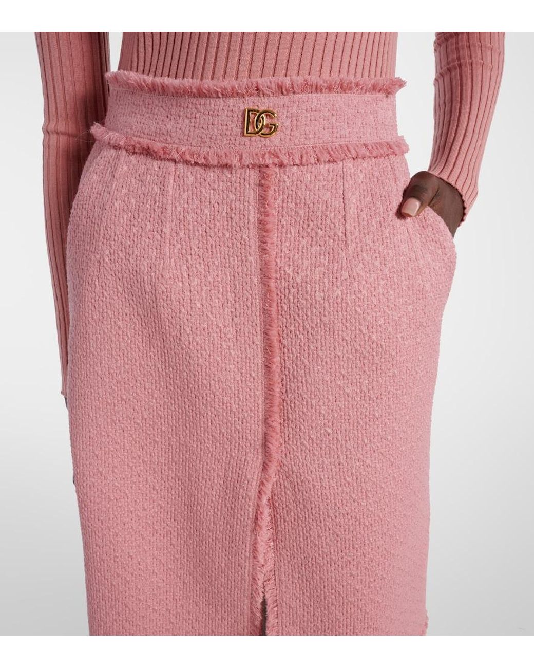 Dolce & Gabbana Pink Dg Wool-Blend Skirt