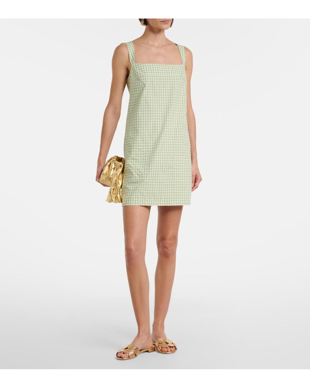 Jonathan Simkhai Green Sloan Gingham Cotton-Blend Minidress
