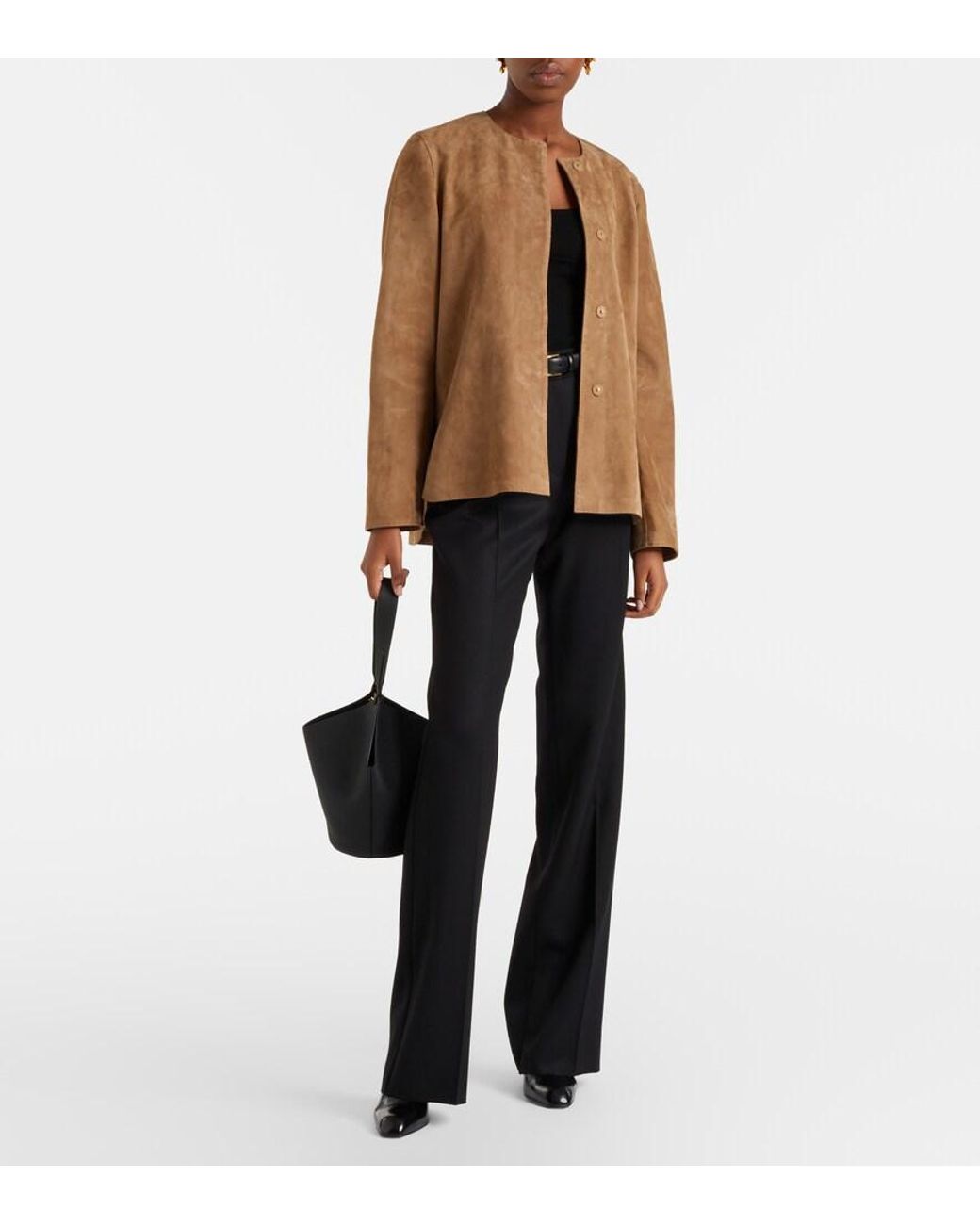 Max Mara Brown Abito Belted Suede Jacket