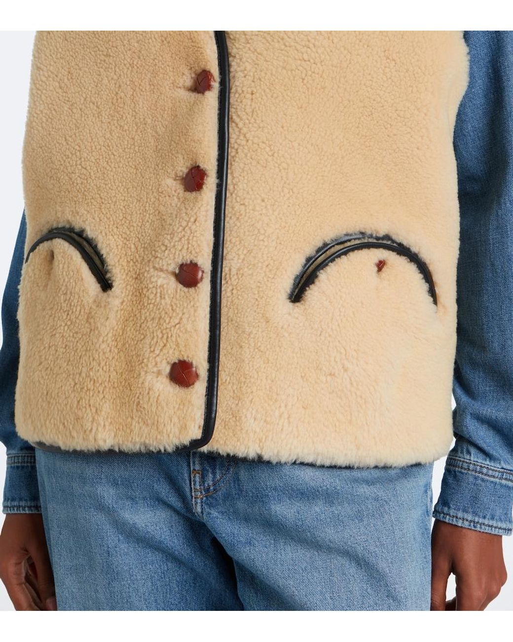 Blazé Milano Natural Gliss Leather-Trimmed Shearling Vest