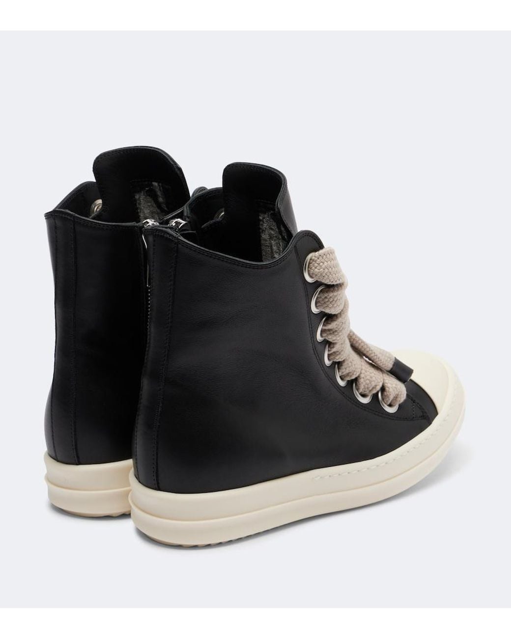 Rick Owens Black Jumbolace Leather Sneakers