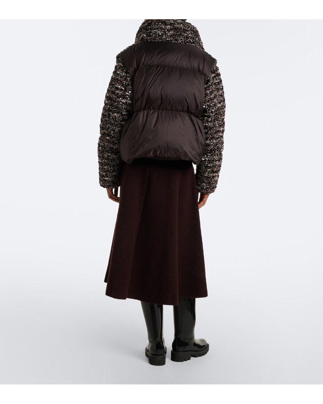 Moncler Purple Knitted Wool-Blend Midi Skirt