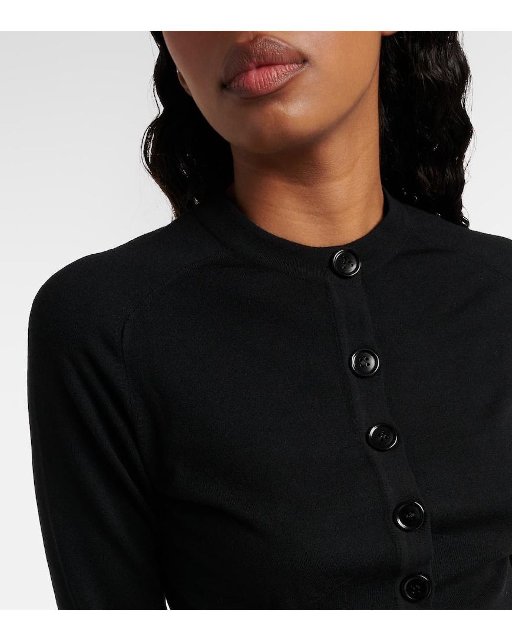 Alaïa Black Cropped Wool-Blend Cardigan