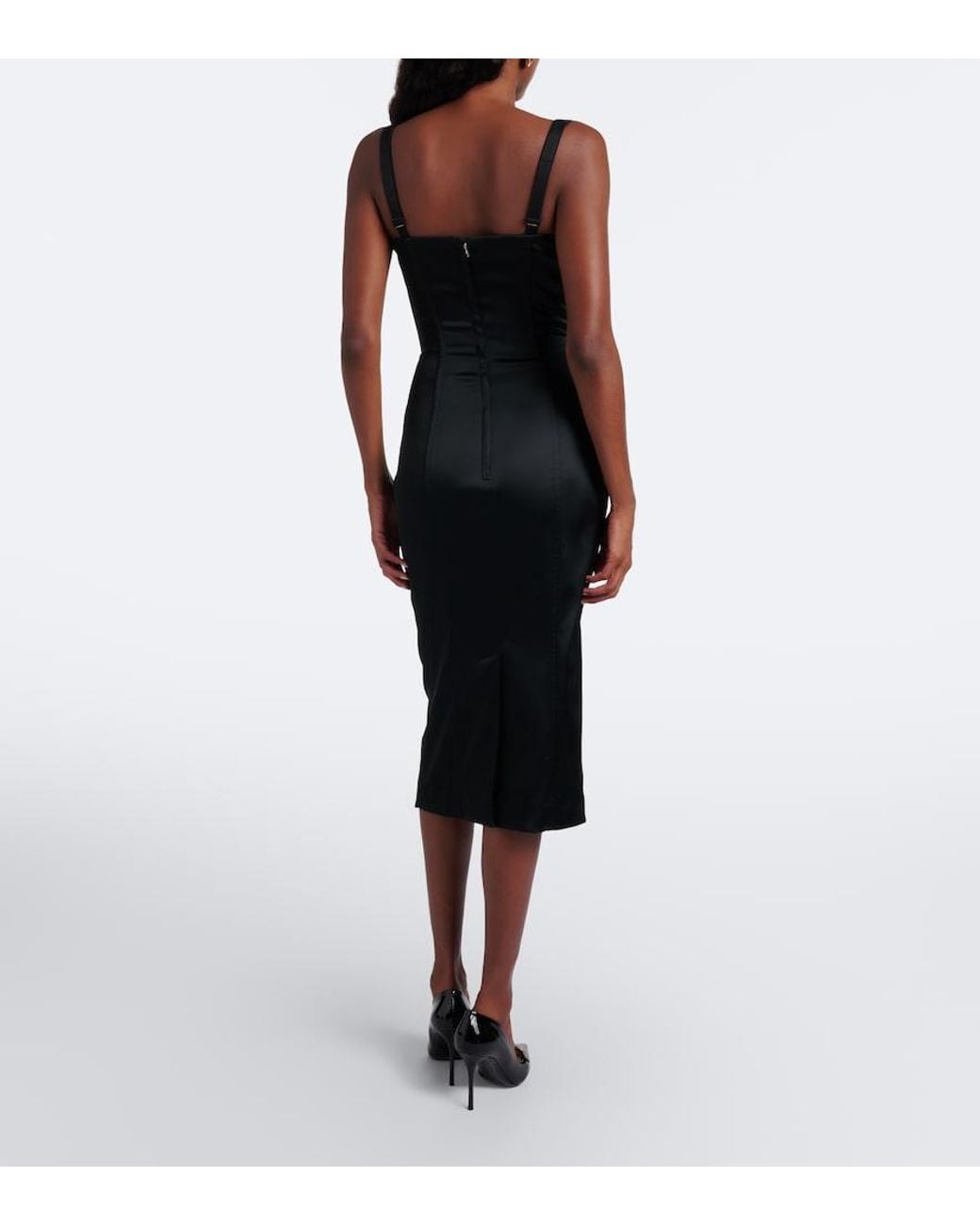 Dolce & Gabbana Black Satin Corset Dress