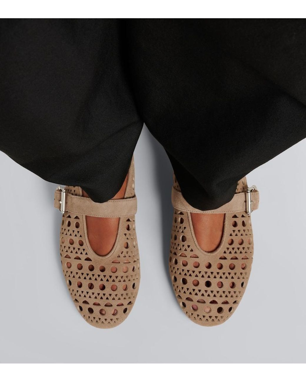 Alaïa Pink Vienne Suede Mary Jane Flats
