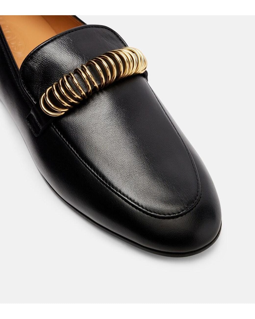 Tod's Black Embellished Leather Loafers